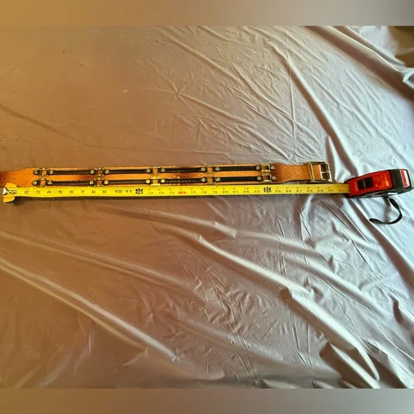 RARE Tory Burch Brown Snakeskin Waist belt black leather gold 2” size M $425 - Picture 8 of 15